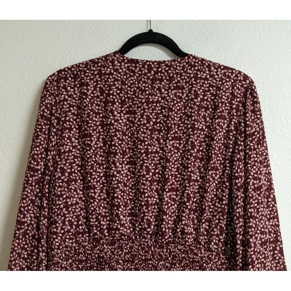 Draper James RSVP Ditsy Floral Burgundy/White Smocked Waist A-Line Dress 2X - Picture 12 of 16